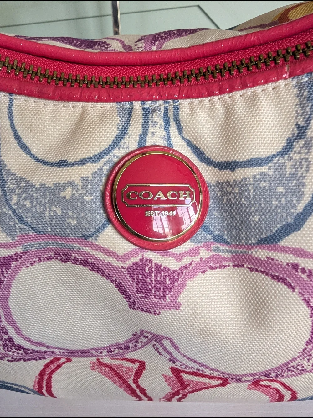 Coach Pink Signature Canvas Shoulder Bag
